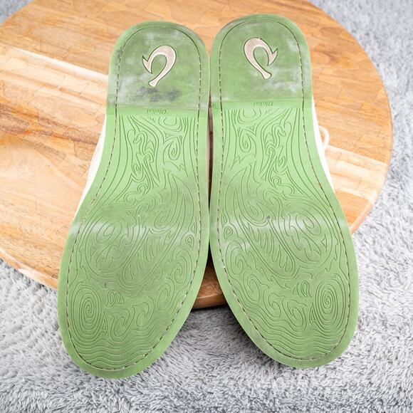 Olukai Honolulu Lace Mesh Casual Shoes in Cream and Green Men's 9 Beach Travel - Picture 7 of 7